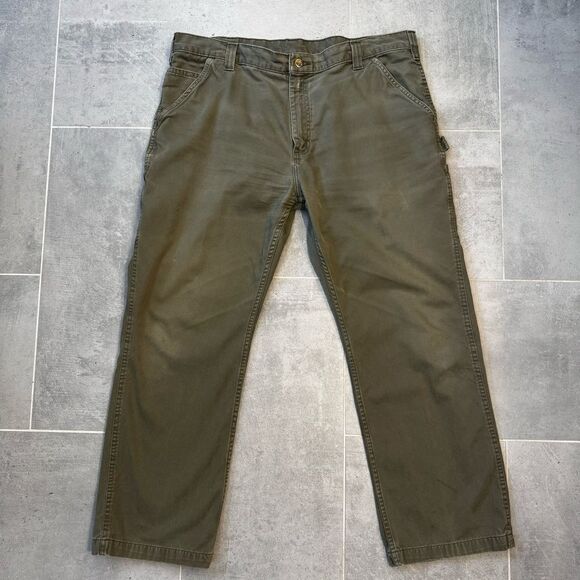 Carhartt Men's Carpenter Pants 40x30 (41x29) Green B324 ARG Twill Workwear - Picture 5 of 15